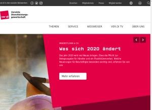 How verdi.de looks like on a tablet such as an iPad.