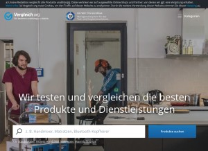 How vergleich.org looks like on a tablet such as an iPad.