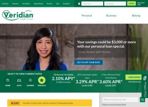 How veridiancu.org looks like on a tablet such as an iPad.