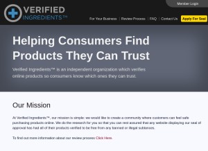 How verifiedingredients.com looks like on a tablet such as an iPad.