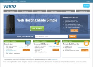 How verio.com looks like on a tablet such as an iPad.