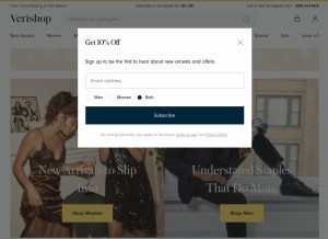 How verishop.com looks like on a tablet such as an iPad.