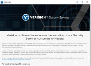 How verisigndns.com looks like on a tablet such as an iPad.