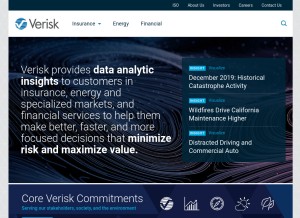How verisk.com looks like on a tablet such as an iPad.