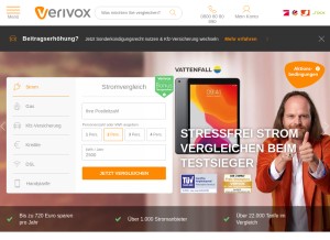 How verivox.de looks like on a tablet such as an iPad.