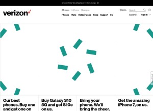 How verizonwireless.com looks like on a tablet such as an iPad.