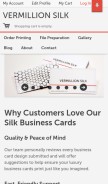 How vermillionsilkcards.com looks like on a mobile device such as an iPhone.