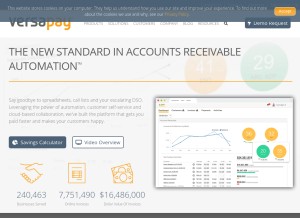 How versapay.com looks like on a tablet such as an iPad.