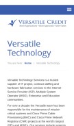 How versatilets.com looks like on a mobile device such as an iPhone.