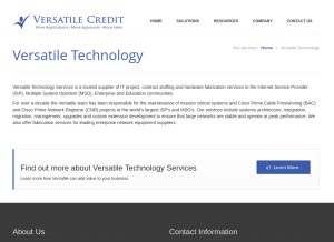 How versatilets.com looks like on a tablet such as an iPad.
