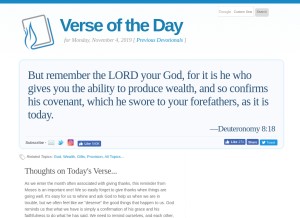 How verseoftheday.com looks like on a tablet such as an iPad.