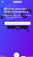 How versus.com looks like on a mobile device such as an iPhone.