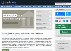 How vertex42.com looks like on a tablet such as an iPad.