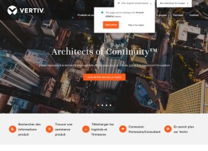 How vertiv.com looks like on a tablet such as an iPad.