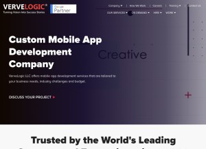How vervelogic.com looks like on a tablet such as an iPad.