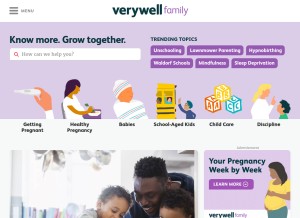 How verywellfamily.com looks like on a tablet such as an iPad.