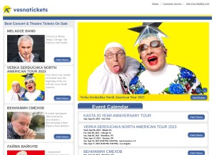 How vesnatickets.com looks like on a tablet such as an iPad.