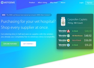 How vetcove.com looks like on a tablet such as an iPad.