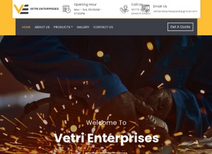 How vetrienterprises.co.in looks like on a tablet such as an iPad.