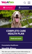 How vets4pets.com looks like on a mobile device such as an iPhone.