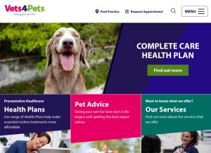 How vets4pets.com looks like on a tablet such as an iPad.