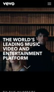 How vevo.com looks like on a mobile device such as an iPhone.