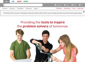 How vexrobotics.com looks like on a tablet such as an iPad.