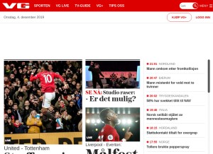How vg.no looks like on a tablet such as an iPad.