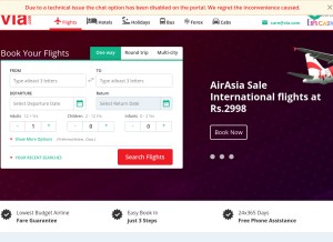 How via.com looks like on a tablet such as an iPad.