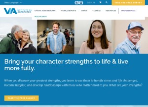 How viacharacter.org looks like on a tablet such as an iPad.