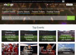 How viagogo.de looks like on a tablet such as an iPad.