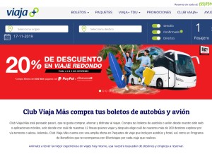 How viajamas.com looks like on a tablet such as an iPad.