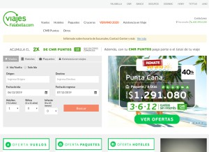 How viajesfalabella.cl looks like on a tablet such as an iPad.