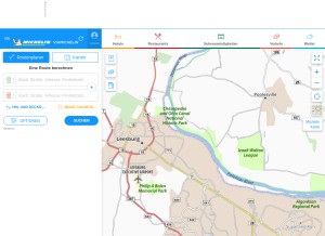 How viamichelin.de looks like on a tablet such as an iPad.