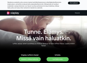 How viaplay.fi looks like on a tablet such as an iPad.