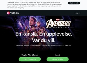 How viaplay.se looks like on a tablet such as an iPad.