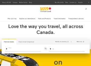 How viarail.ca looks like on a tablet such as an iPad.