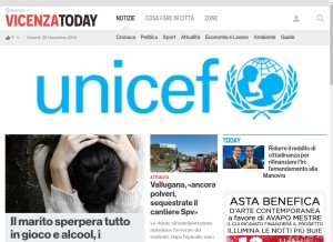 How vicenzatoday.it looks like on a tablet such as an iPad.