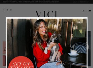 How vicicollection.com looks like on a tablet such as an iPad.