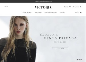 How victoriacoleccion.com looks like on a tablet such as an iPad.