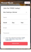 How victoriahearts.com looks like on a mobile device such as an iPhone.