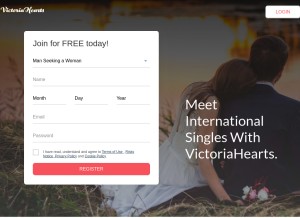 How victoriahearts.com looks like on a tablet such as an iPad.
