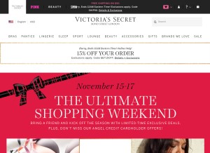 How victoriassecret.com looks like on a tablet such as an iPad.