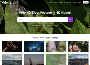 How videezy.com looks like on a tablet such as an iPad.
