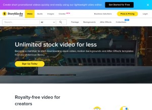 How videoblocks.com looks like on a tablet such as an iPad.