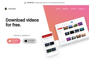 How videoder.net looks like on a tablet such as an iPad.