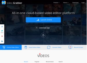 How videograbber.net looks like on a tablet such as an iPad.