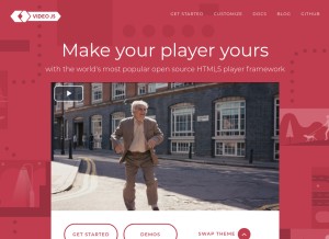How videojs.com looks like on a tablet such as an iPad.