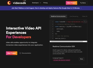 How videosdk.live looks like on a tablet such as an iPad.