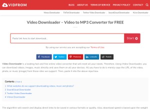 How vidfrom.com looks like on a tablet such as an iPad.